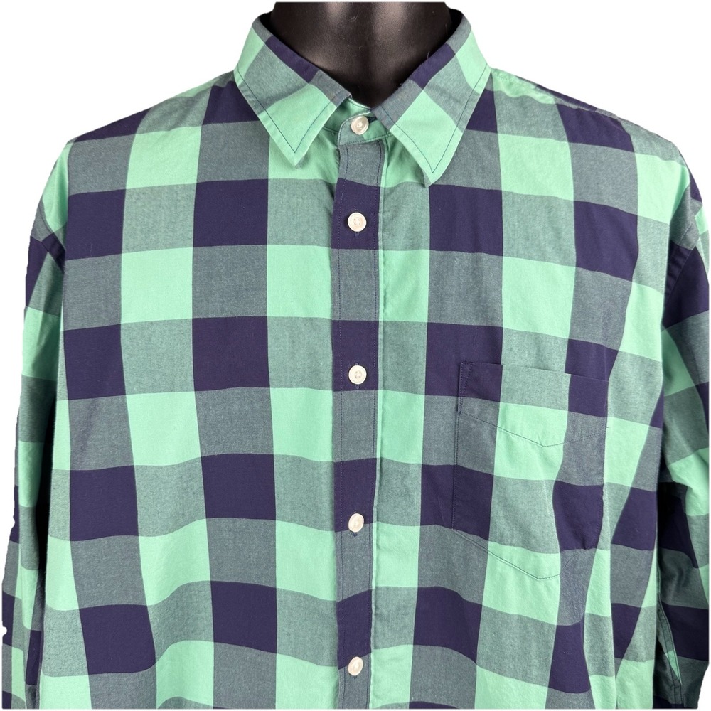 Untuckit XXXL Long Sleeve Buffalo Check Blue Green Shirt Bonarda Plaid - Picture 2 of 7